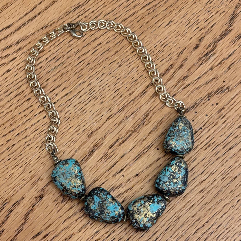 Gold and Turquoise Stone Necklace